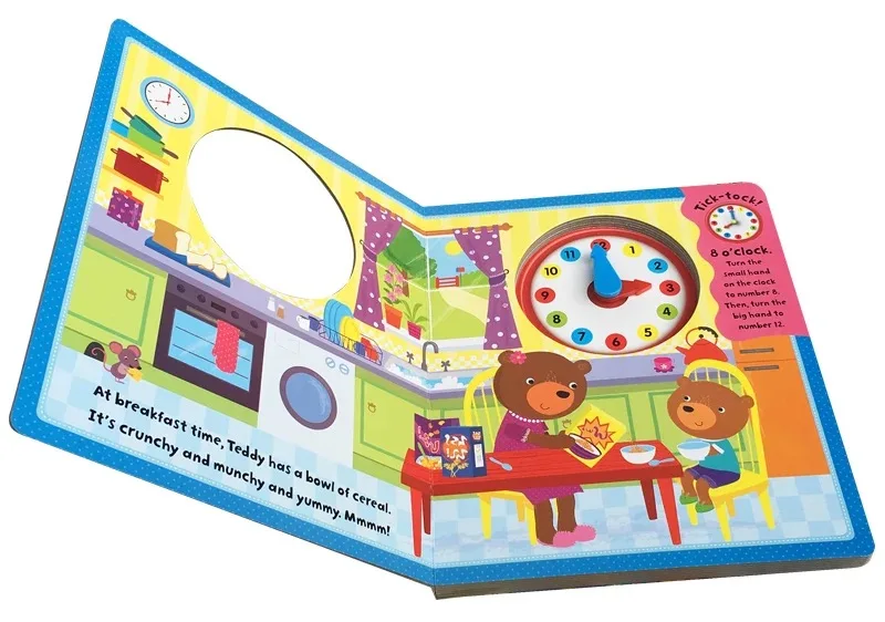 
new design toy story book with clock in round corner 