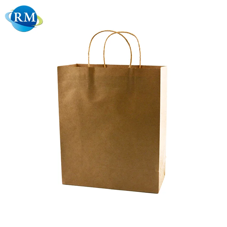 
Low Cost Square Bottom Plain Handle Grocery Brown Kraft Paper Bag 