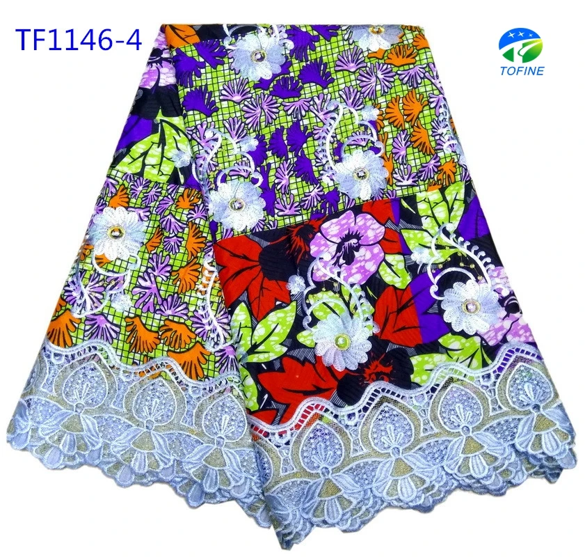 2018 хорошее качество красивый воск Анкары с вышивкой кружева для женщин