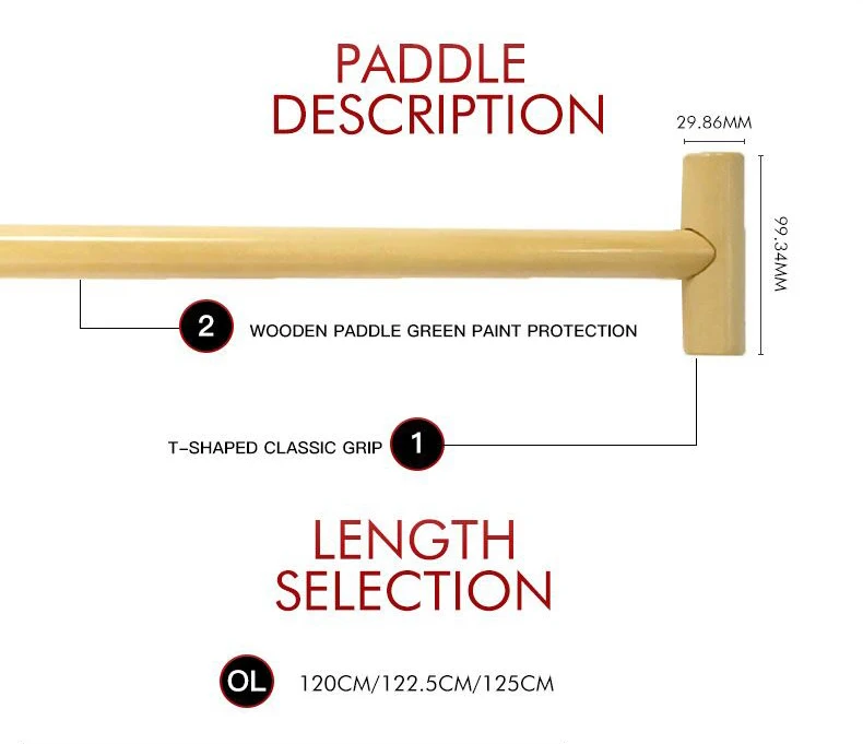 51 Inch Length High Durable Wooden Striated Blade Dragon Boat Paddle for Water Sport Racing