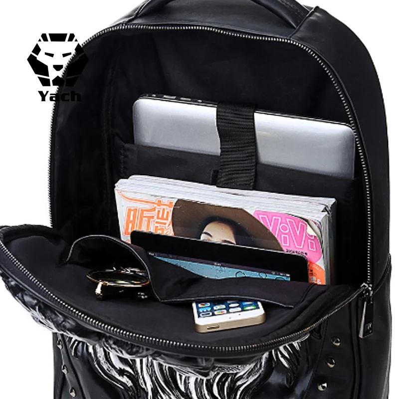 Hiking best selling 3D smile face lion head backpack waterproof pu computer bag kids animal backpack