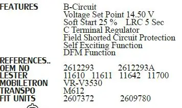 NEW Alternator Voltage Regulator  1380B200  1127-107RS 2612293 2612293A 2614628 M612 2612293 2612293A 11610 11611 11642 11700