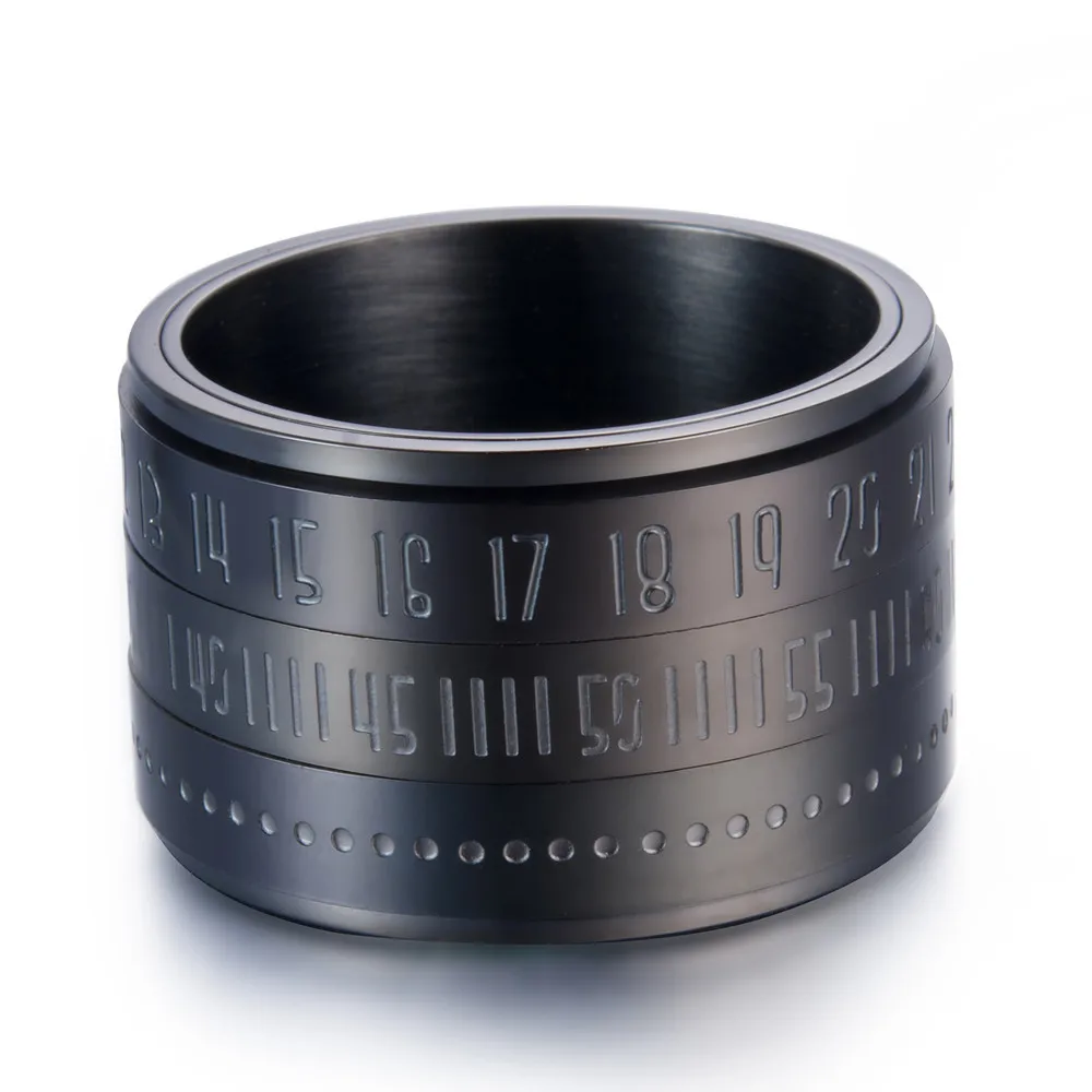 YWMT 2019 Wholesale Korean Arabia Number Rotation Stainless Steel Ring For Men