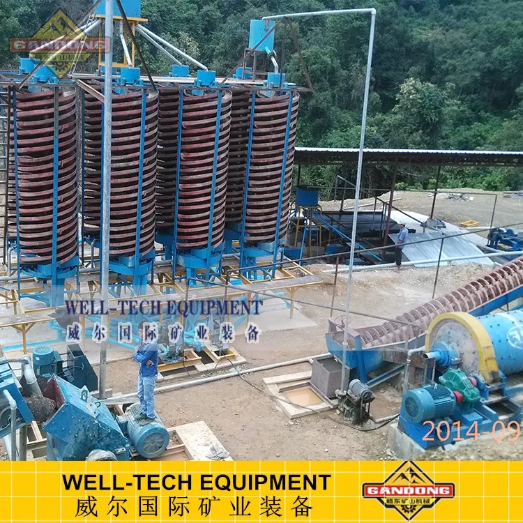 Cassiterite tin ore processing plant spiral concentrator whole line machine from Gandong/Well-Tech Equipment