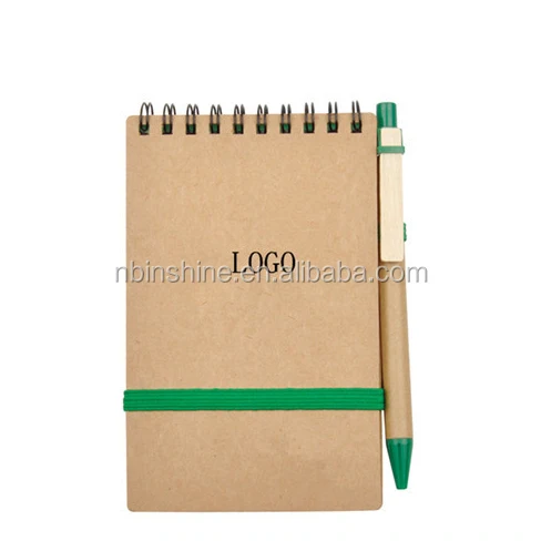 Eco-friendly note book with pen , custom notepad , notepad with pen