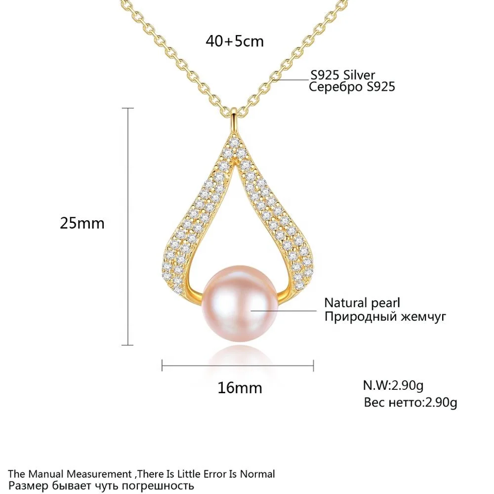 CZCITY Dainty Gold Chain 925 Sterling Silver Woman Natural Freshwater Necklace Jewelry Custom Pearl Pendant