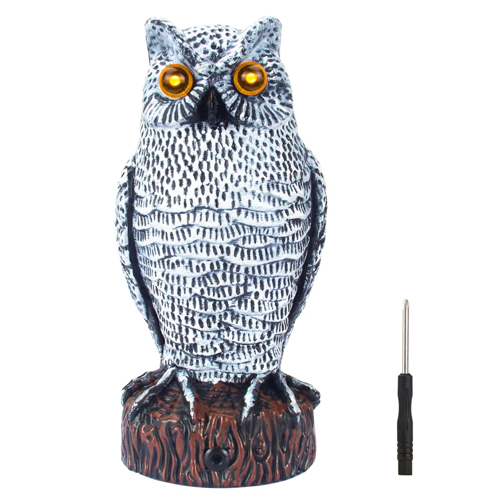 Solar Powered Plastic Owl Decoy BX005 Bird Scarer Owl Decoy Keep Hawks Squirrels Birds Away