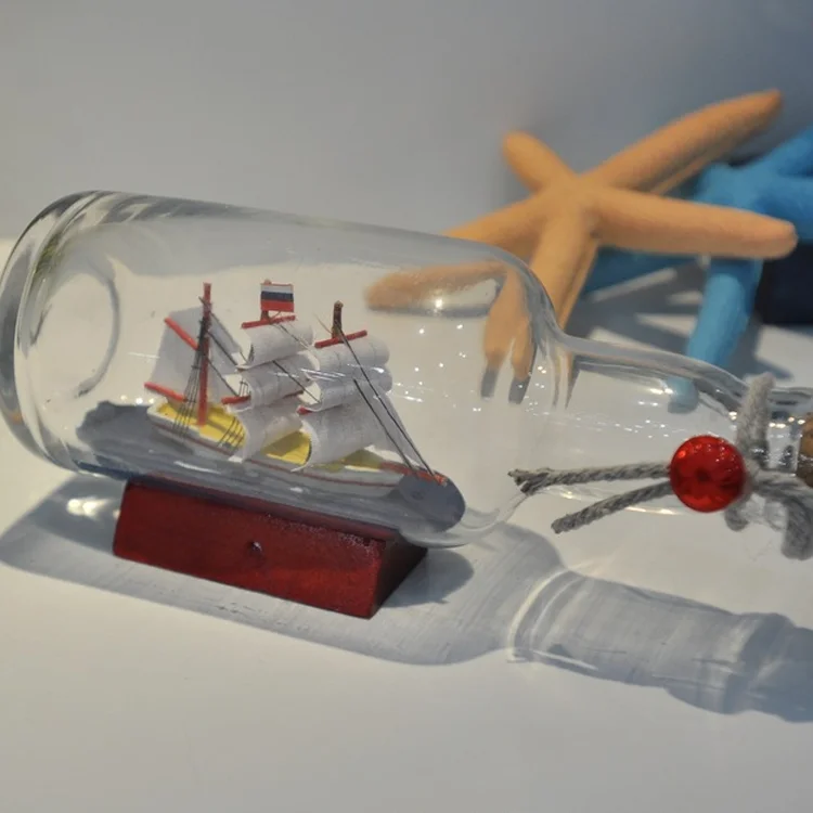 Creative Gifts For Customers Glass Pirate Ship Sailing Boat Wishing Bottle