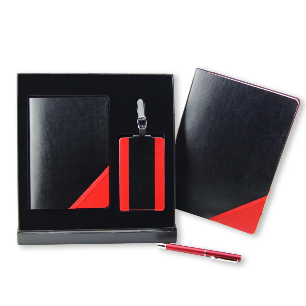 Gift Usage and Leather Cover Material notebook and pen gift set A5 Business Gift sets custom notebook planner journal