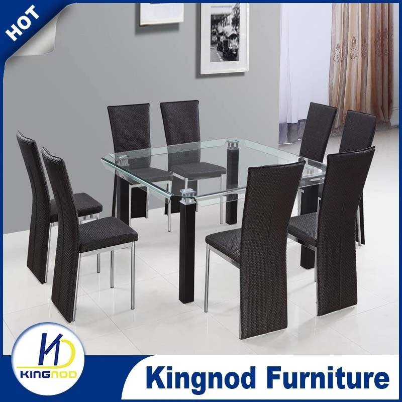 1+8 Cheap Small Cbm KD 8 Seaters Modern Dining Room Table Home Glass Dining Table Set