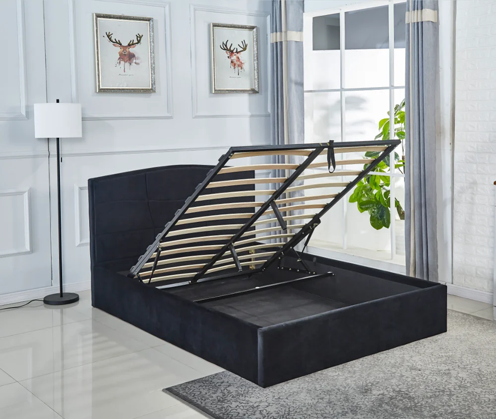 leather modern style double soft leather storage  bed