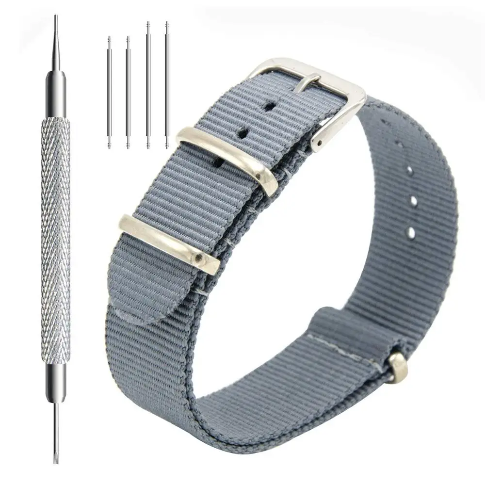 
Nato Watch Straps 16mm 18mm 20mm 22mm 24mm Premium Ballistic Nylon Watch Bands Zulu Style with Stainless Steel Buckle 