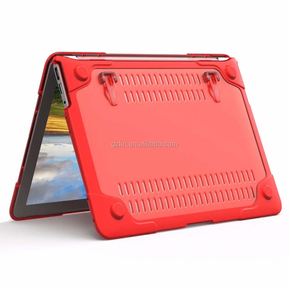 Rubberized plastic hard cover case shell for Macbook Air 13/Retina 12/Macbook Air 11 with strong stand