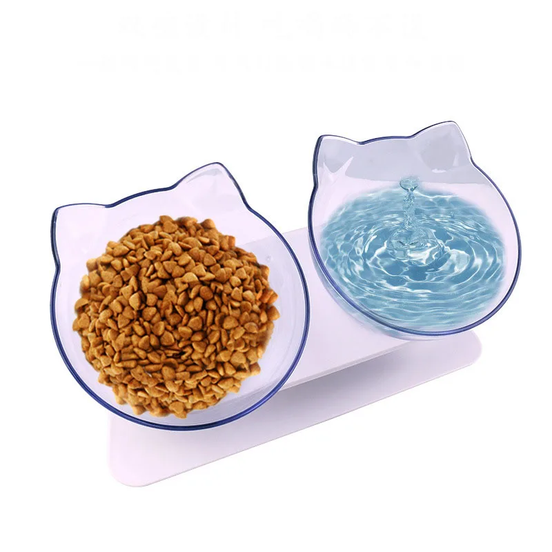 Hot non-slip cat ear oblique feeding water food pet bowl