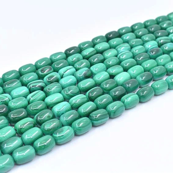 Hight Quality  Natural  Smooth Charm Gemstone Malachite  Drum Barrel Shape Beads For Jewelry Making