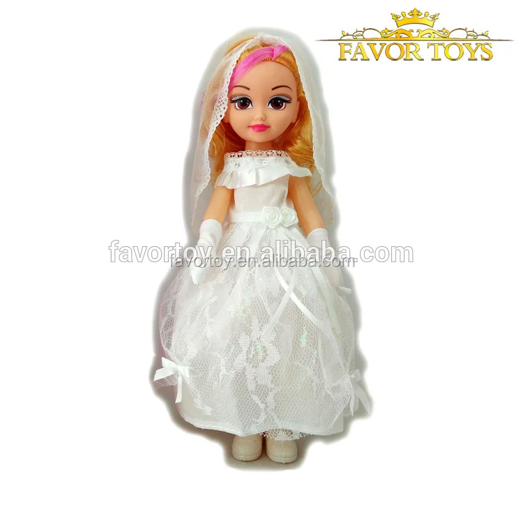 Baby plastic beautiful 14 inch wedding dress fashion dolls with music