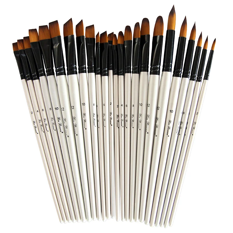 Advertising Flat Peak Brush Six-piece Set Pearl White Art Paint Brush