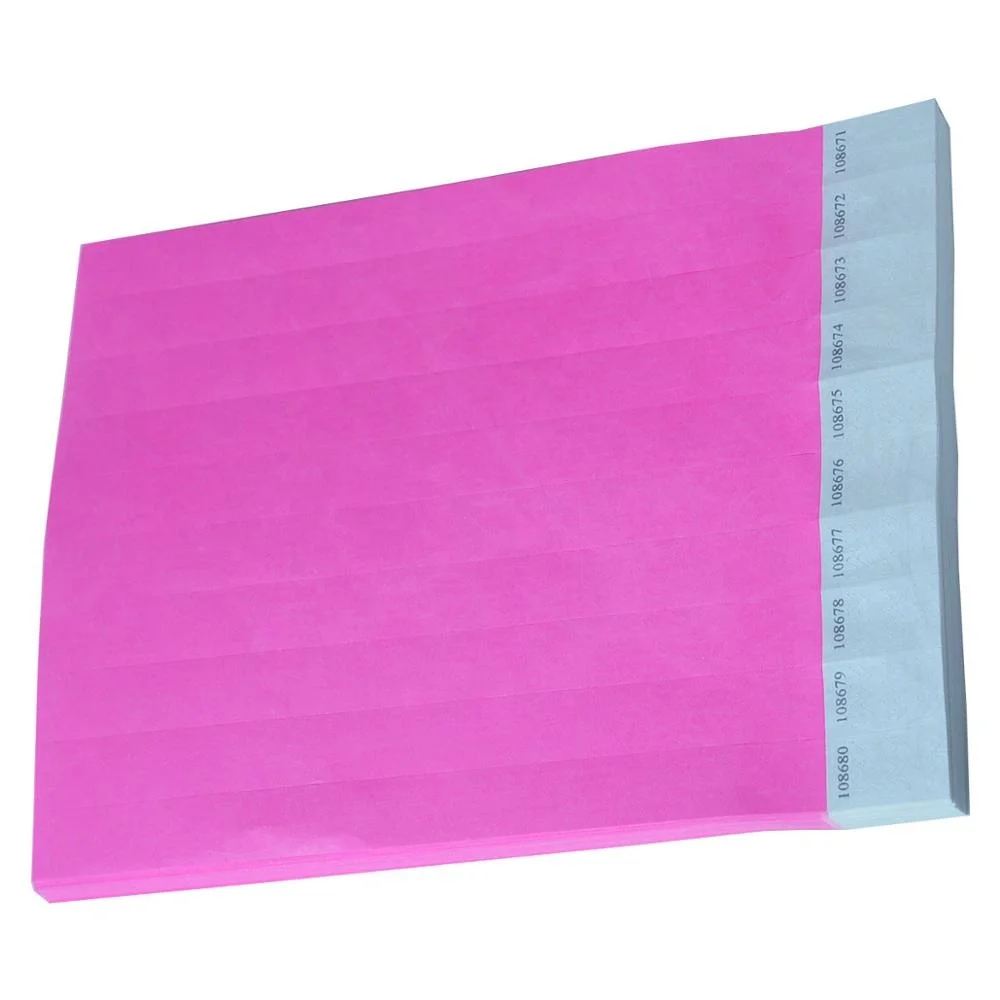 Custom various colors plain event tyvek paper wristband with series number for party