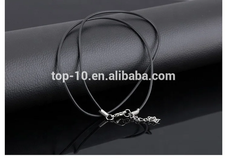 2019 Wholesale Hot Sale Simple Black Leather Chain Necklace Cord 2 Size With Stainless Steel Lobster Clasps Extender Unisex Gift