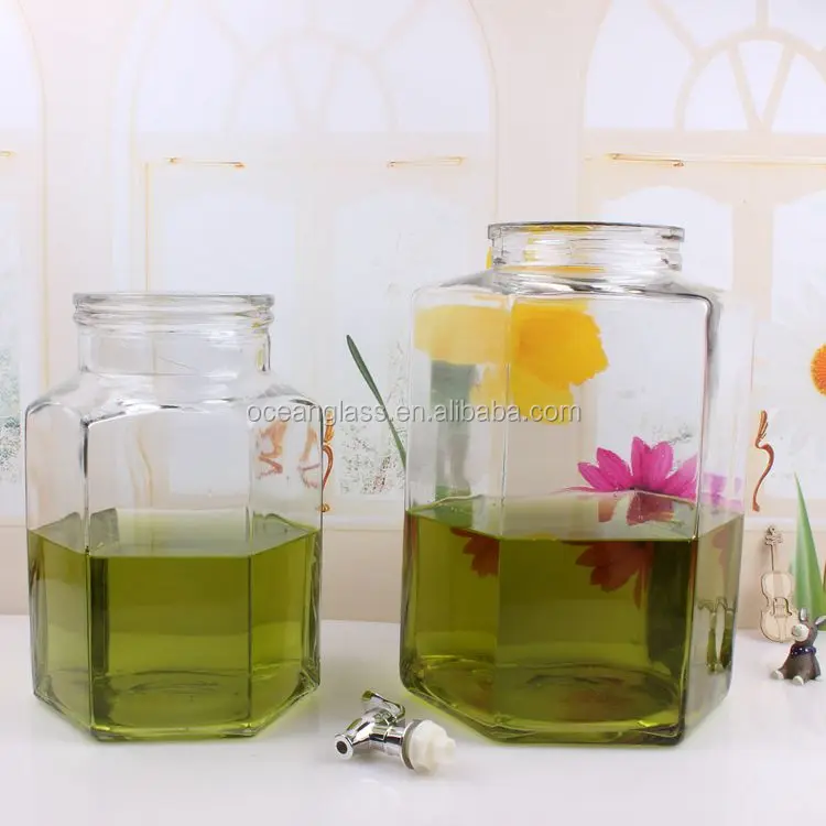 High Quality 10L Honey Glass Beverage Dispenser Jar Decorative Glass Water Dispenser With Tap