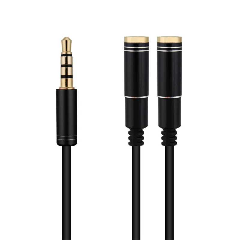 High quality aluminum shell 3.5mm Audio Y cable Splitter 1 male to 2 female audio cable