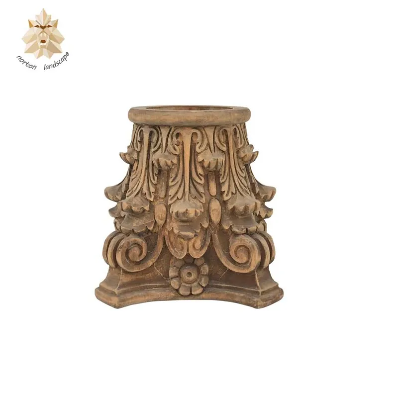 Natural hand caving stone column base and cap for outdoor NTMH-099Y