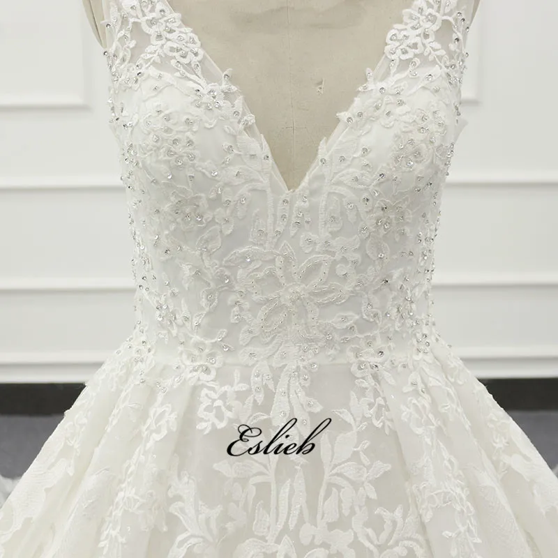 2019 Luxury Amanda Novias Wedding Dress With Wide Strap Ivory Sequindes Bridal Dress