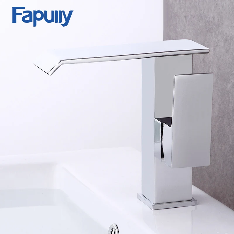 Fapully Chrome ванной водопад бассейна Раковина кран Грифо Cocina