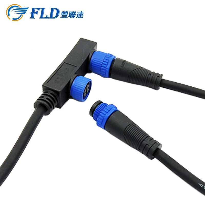 High Grade standard M15 waterproof cable connector two-Core Branch Box 2 Pin LED Screen Display connector