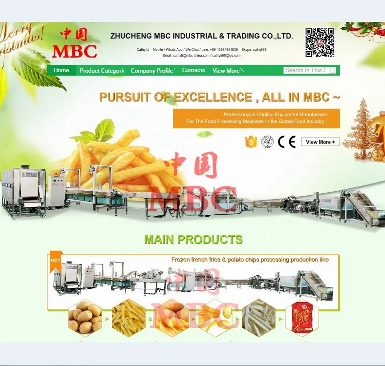 
Potato french fries and potato chip production line 