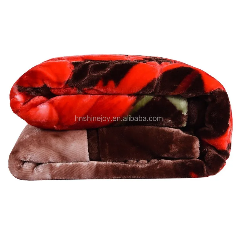 Comfortable Plush Soft Korean Style 2ply Queen size purple velvet fleece raschel mink blanket