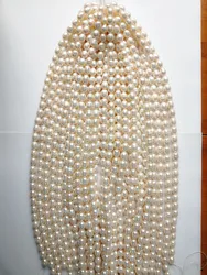 9-10mm AA Wholesale Freshwater Pearl Rice Beads White Teardrop Rice Pearl Strand For Jewelry Making