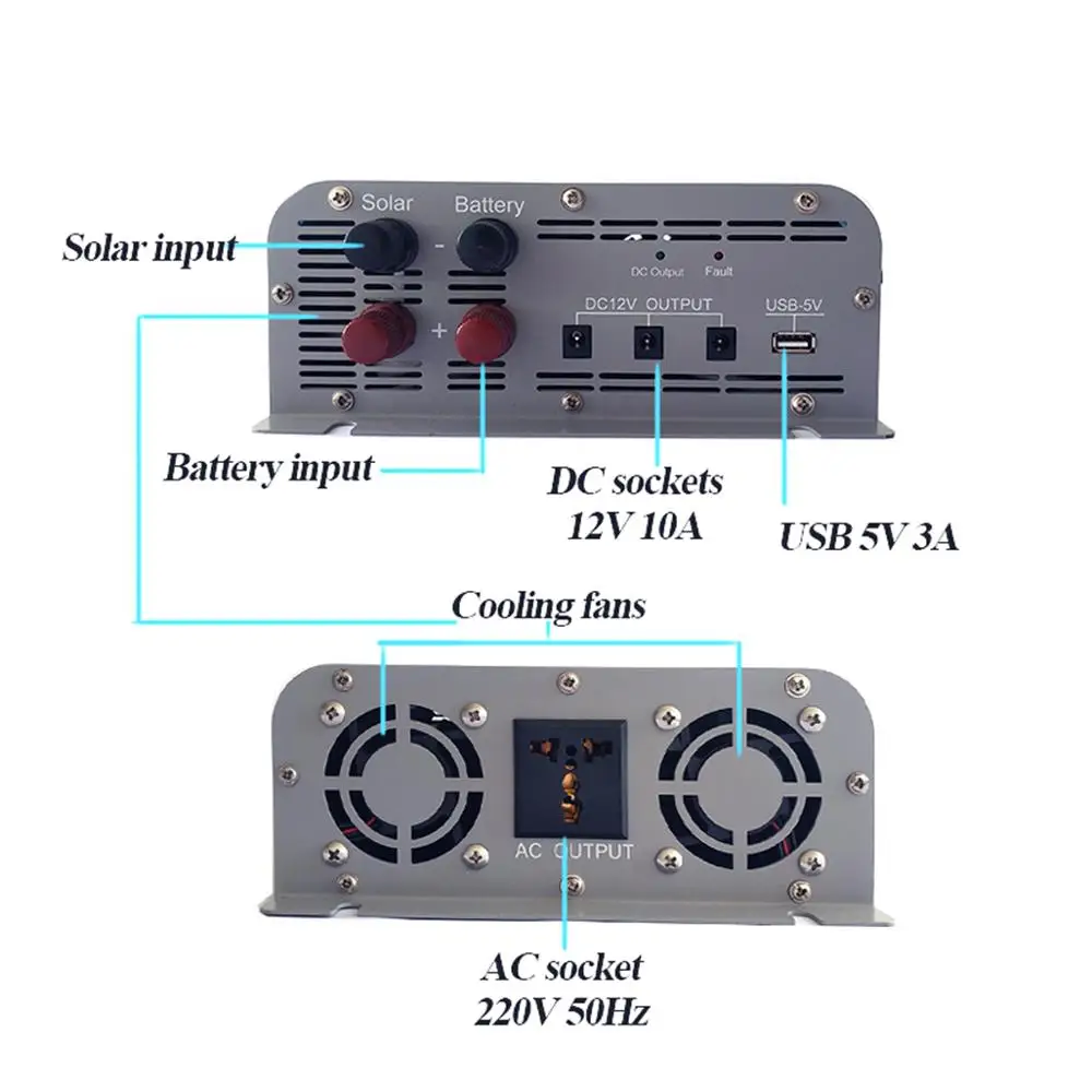 
12 volt dc to 240 volt ac inverter with 12V 40A Mppt Charger 