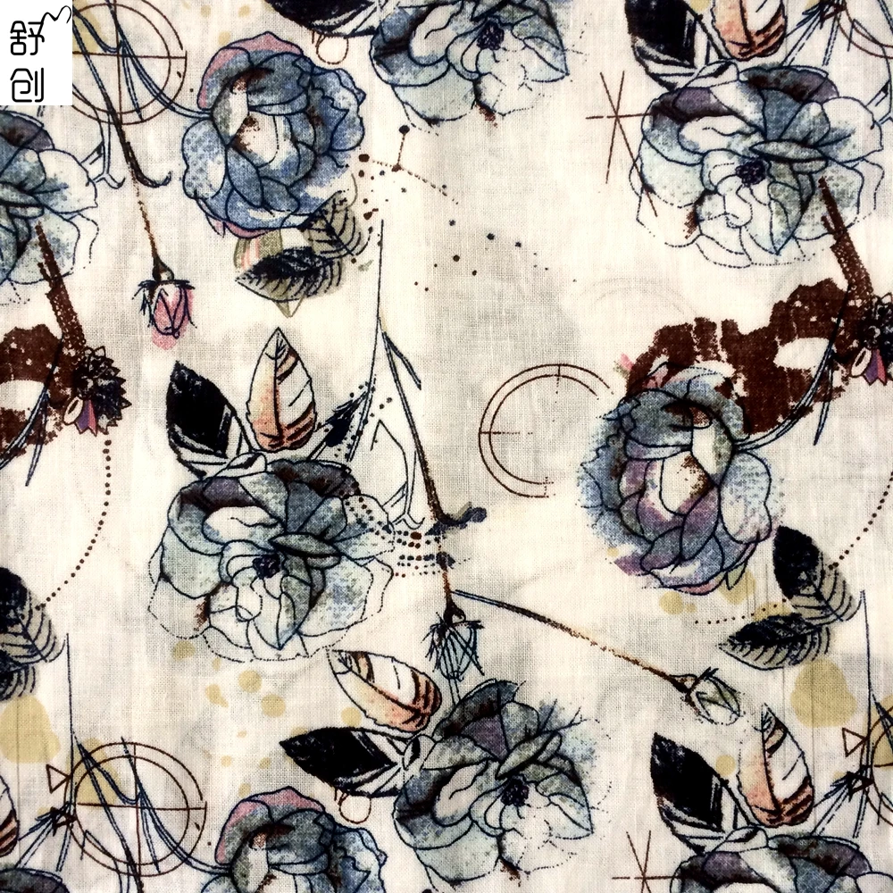 Ткань с принтом, летняя уличная ткань для женских платьев