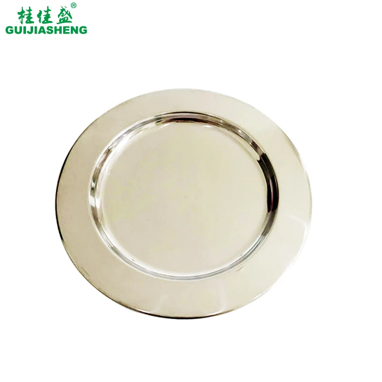 
Trays Stainless steel round flat charger plate for serving dinner food 