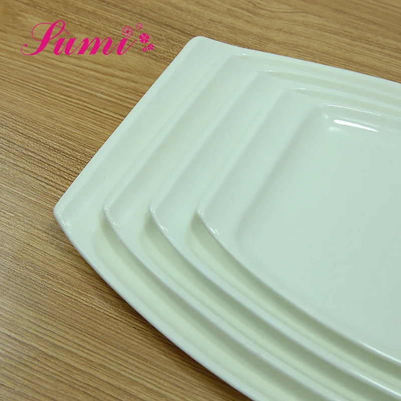 Most popular fashion white ceramic tray rectangular plate, white porcelain rectangular tray for dinnerware