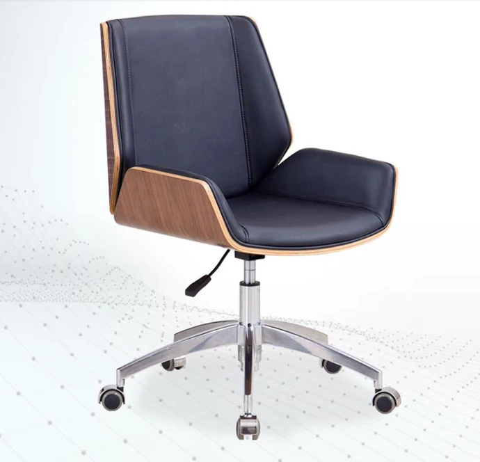 Plywood office leather chair with low back