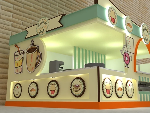 Customize elegant cafe shop counter food and drink kiosk  for shopping mall