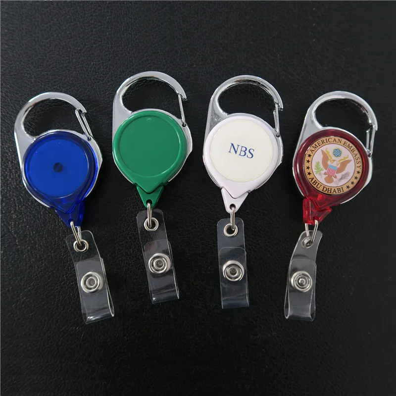 Retractable Carabiner Badge Reel With Metal Frame Badge Reel