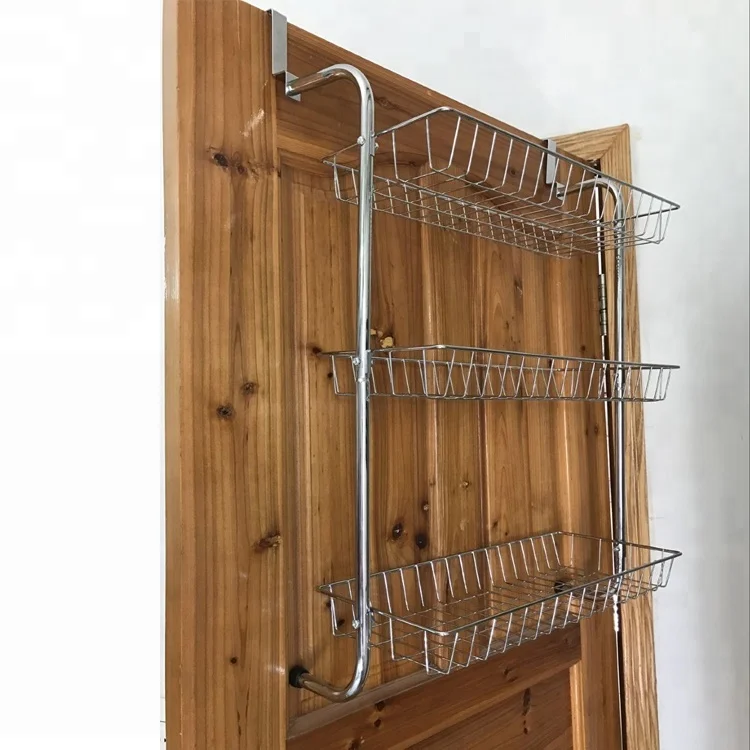 Bathroom 3 tier hanging metal chrome over the door storage shower caddy