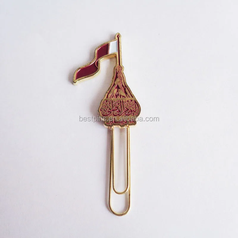 Enamel national day souvenir gifts Qatar flag metal book marker