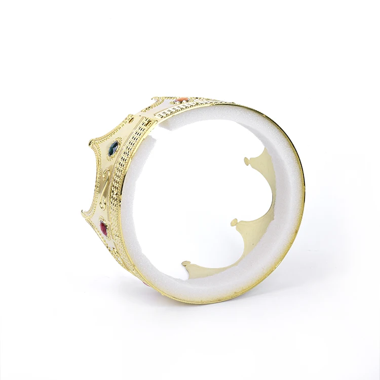 Custom Plastic Gold King Crown Gem Plastic Full round crown for Party Cosplay Festival Plastic Tiara