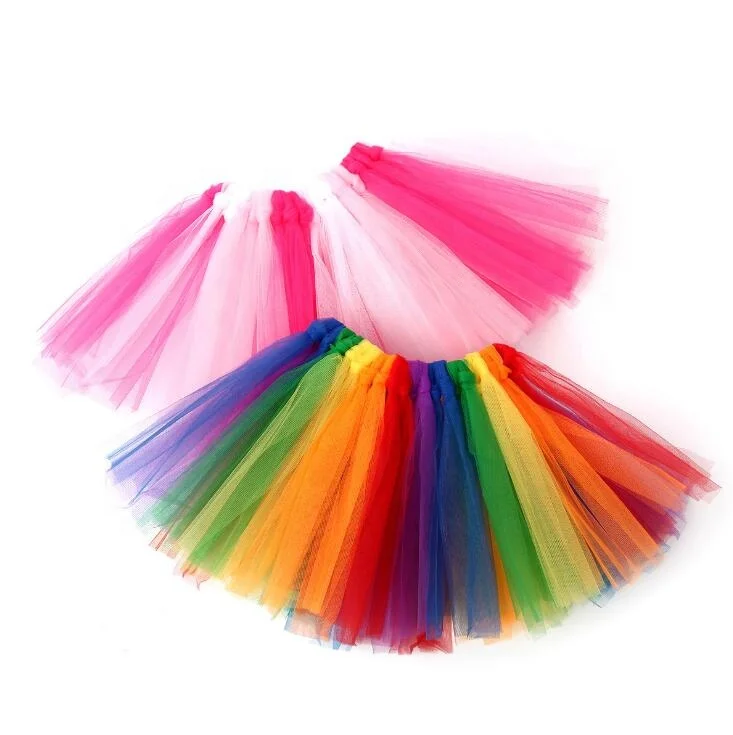 Girl rainbow tulle tutu skirt