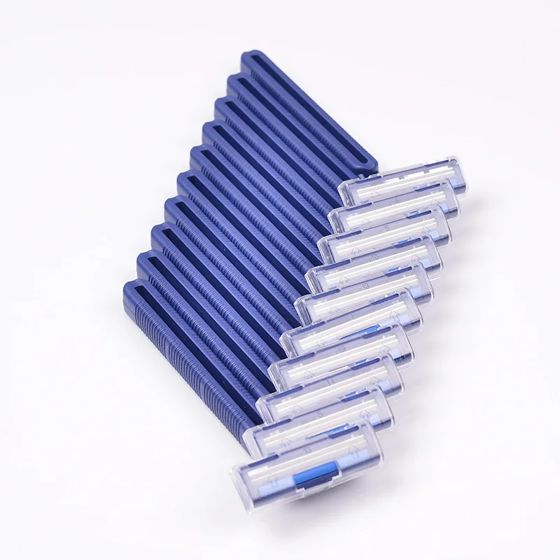 twin blade disposable razor with blue plastic handle for whole sale