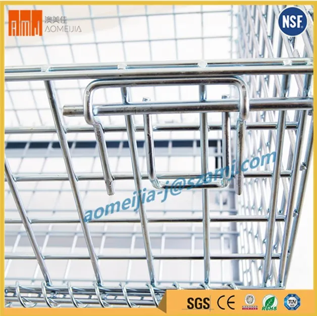 Складское хранение складной проволочной сетки роликовый контейнер с металлический поддон