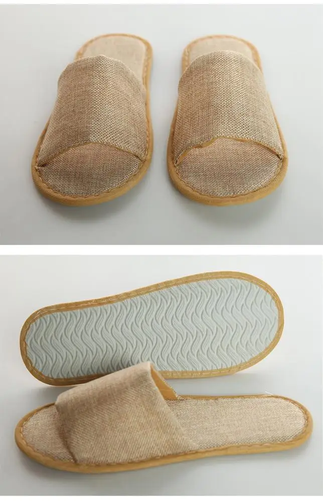 Wholesale hotel hotel one - time home stay accommodation thick ramie cotton cloth non - slip slippers