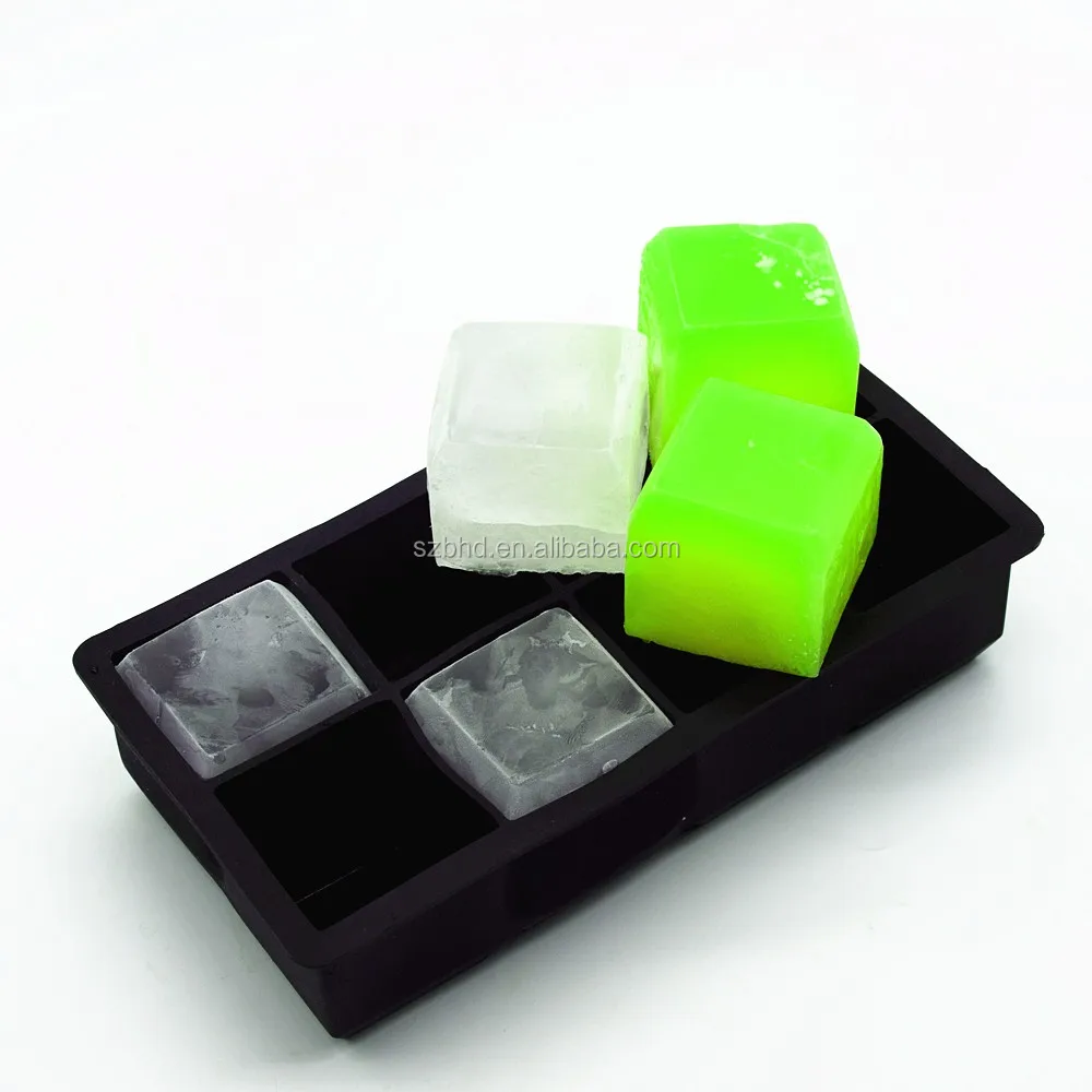 Large Size Custom Silicone Ice Cube Tray With 8 Cavities Bar Drink Whiskey Big Square Ice Brick Cube Maker Tray Mold