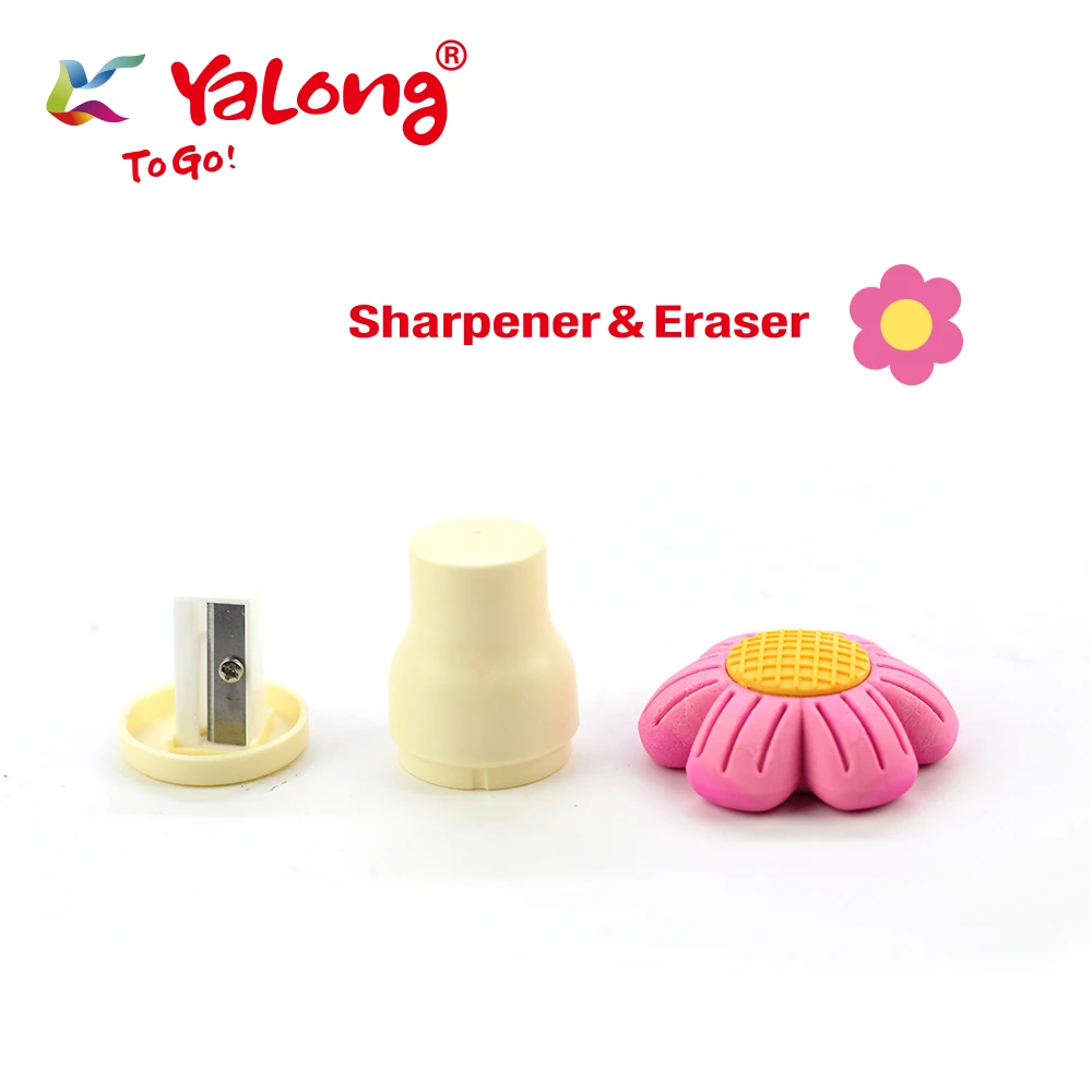 Yalong 2-in-1 Eraser pencil sharpener Student stationery  Flower Shapes  Sharpener Eraser For Children