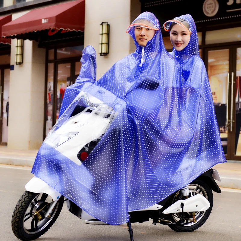 New fashion thick 2 persons riding motorcycle raincoat ponchos electric car motor battery car pvc raincoat