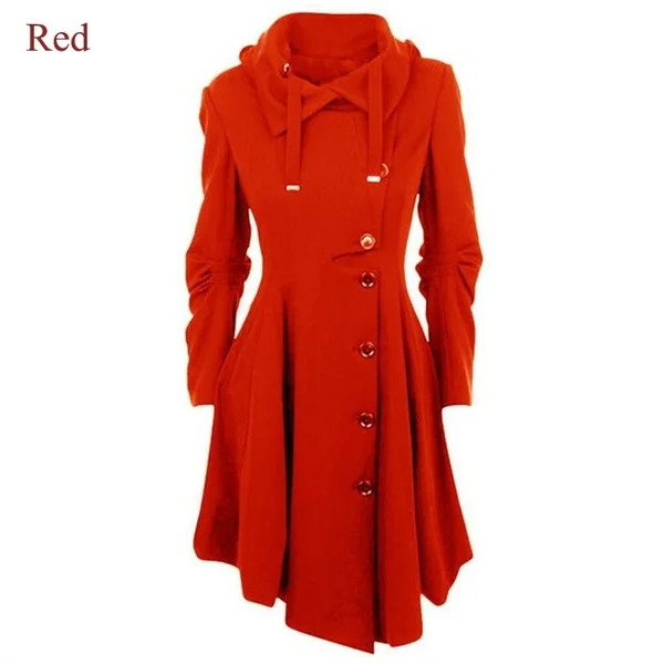 Plus Size S-7XL Fashion Women Tops Long Medieval Trench Coat Women Winter Black Gothic Coat Elegant Women Coat Vintage Female